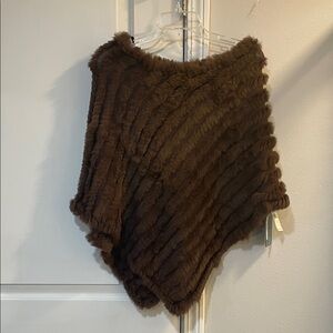 Brown Rabbit Fur Poncho